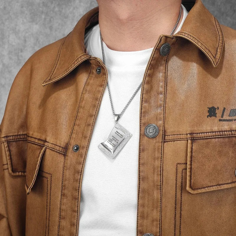 Stainless Steel Geometric Pendant Necklace | Punk Hip Hop Pendant Necklace Babs