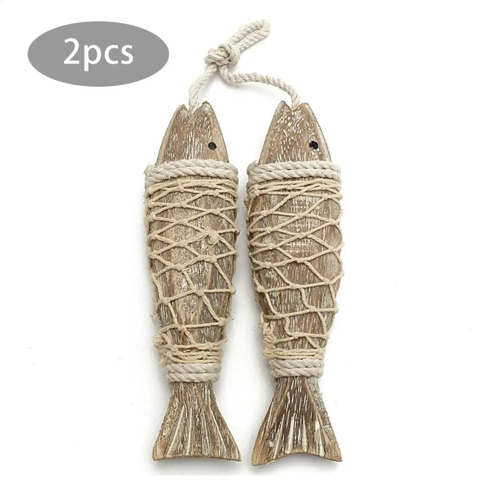 Hand-Carved Wooden Fish Wall Sculptures – Nautical Coastal Pair Wall Sculpture Babs