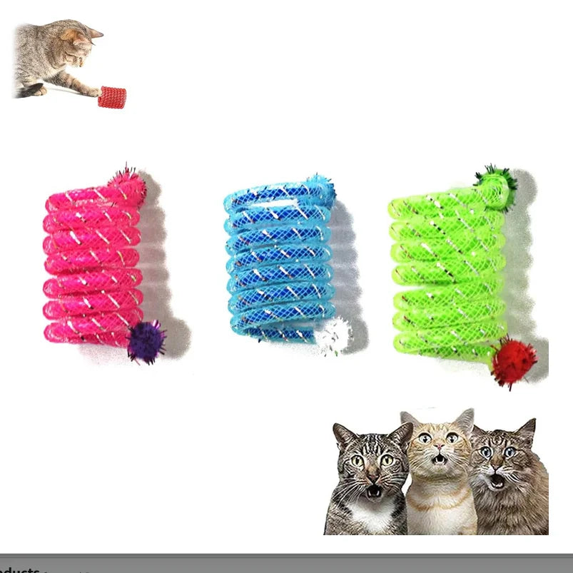 Colorful Spring Interactive Cat Toy – Bite-Resistant Elastic Ball Interactive Cat Toy Babs