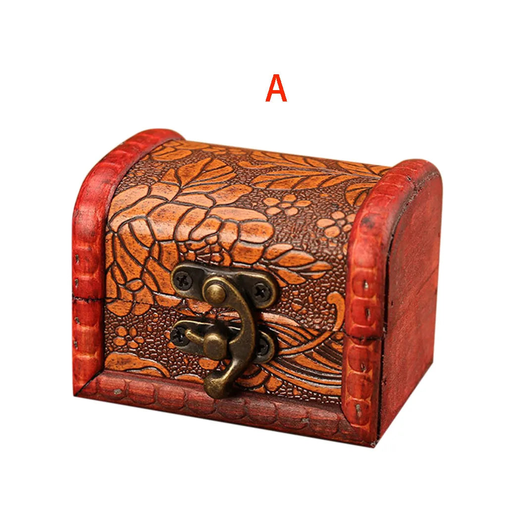 Vintage Wooden Jewelry Box with Mini Metal Lock – Handmade Wooden Jewelry Box Babs A
