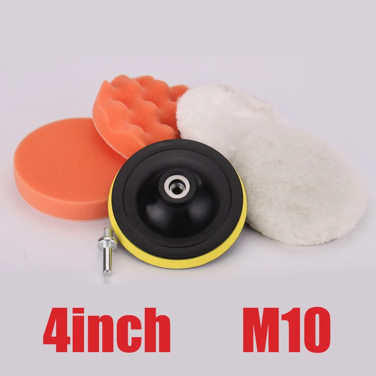 4" Wool & Sponge Car Polishing Pads – 6pc Set & Drill Adapter Car Polishing Pad Set Babs 4inch Mix Set