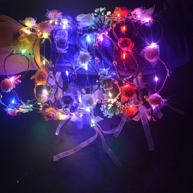 10-Pack LED Flower Crown Headbands | Floral Wreath Hair Accessories LED Floral Headband Babs