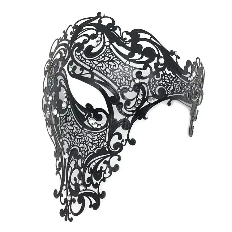 Hollow Metal Venetian Masquerade Mask – Halloween & Carnival Masquerade Mask Babs black 1