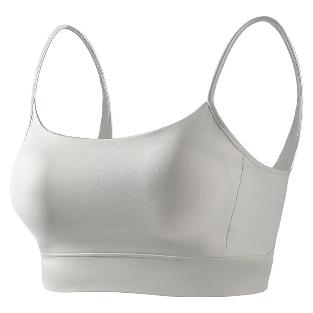 Women's Low Back Padded Sports Bra – Wireless Yoga Bralette Sports Bra Babs Light Gray L