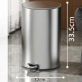 Stainless Steel Pedal Trash Can | 7L 11L 15L Round Dustbin Pedal Trash Can Babs 11L-Silver