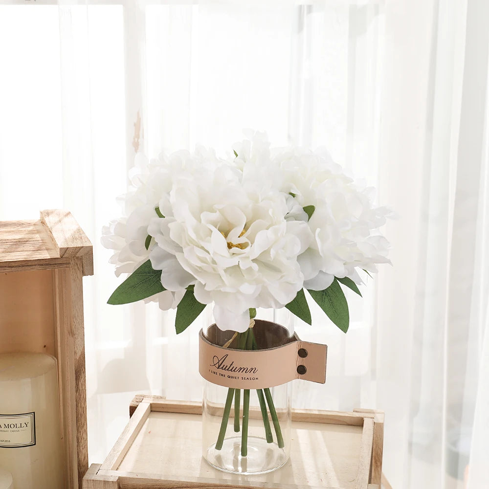 5-Pack Silk Peony Artificial Flowers – Wedding & Home Decor Artificial Flower Bouquet Babs