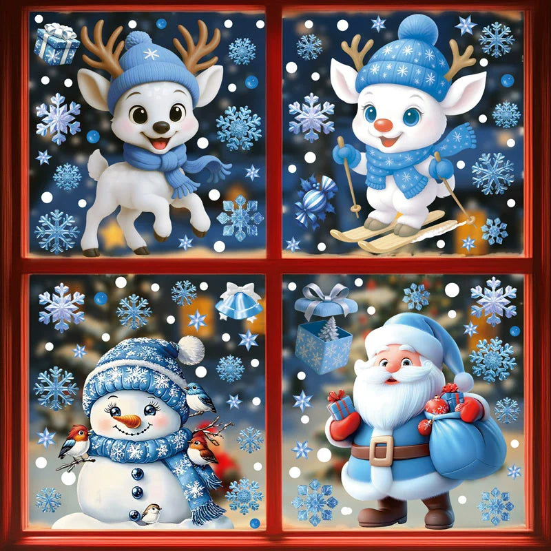 Christmas Window Static Clings – Santa, Snowman & Snowflake Window Static Clings Babs S08