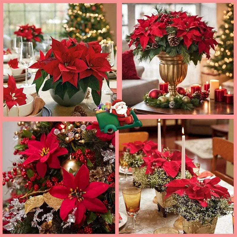 32cm Christmas Silk Carnation Bouquet – Fake Flowers for Home & Wedding Artificial Flower Bouquet Babs