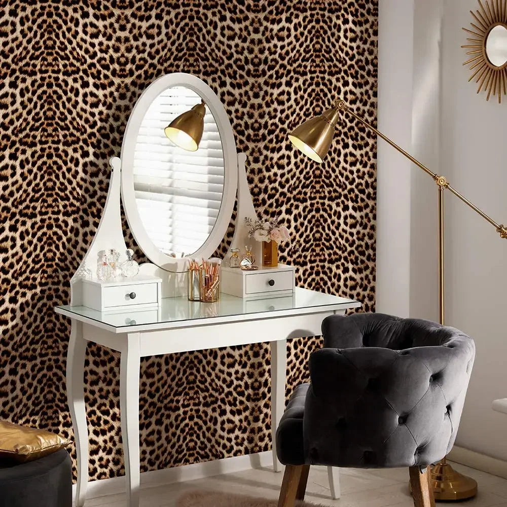 Leopard Print Peel & Stick Wallpaper – Waterproof Vinyl Peel & Stick Wallpaper Babs