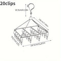 Stainless Steel Clothes Rack – Windproof Clip & Rotating Hook Laundry Drying Rack Babs 20 clips