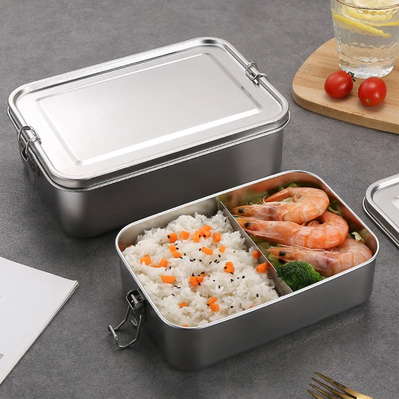 850ml Stainless Steel Lunch Box with Removable Dividers Stainless Steel Lunch Box Babs