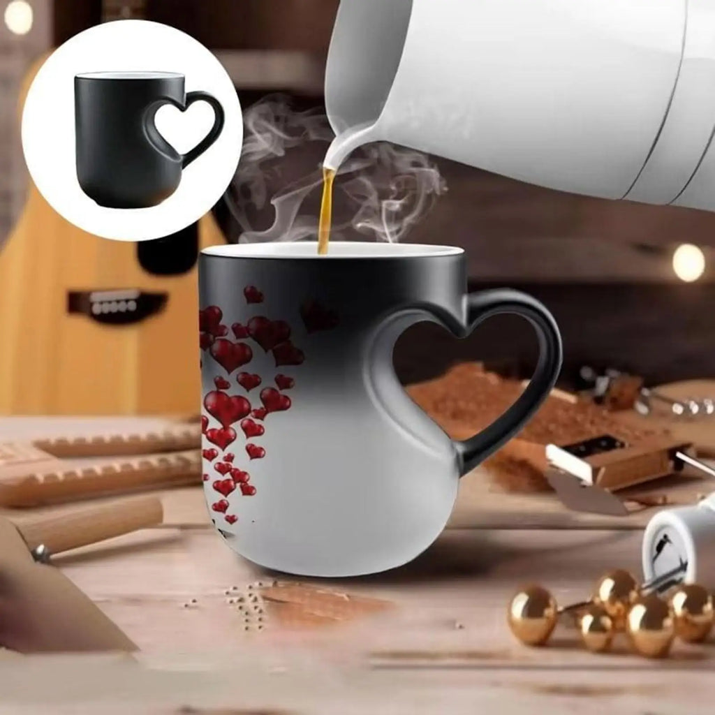 Heat-Activated Color Changing Mug | Heart Handle Ceramic Cup Color Changing Mug Babs