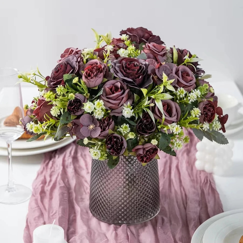 Silk Rose Artificial Flower Bouquet – Wedding & Home Decor Artificial Silk Flower Babs