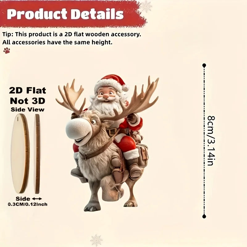 Christmas Wooden Santa Bicycle Pendants | Tree Ornaments 8–24Pcs Christmas Tree Ornaments Babs