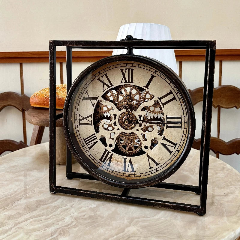 Retro Metal Table Clock – Silent Quartz Luxury Desk Decor Decorative Table Clock Babs 30x32CM