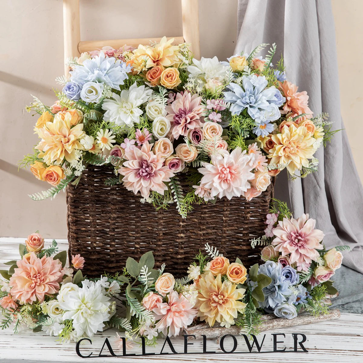 Artificial Dahlia Rose Silk Bouquet – Wedding & Home Décor Artificial Flower Bouquet Babs