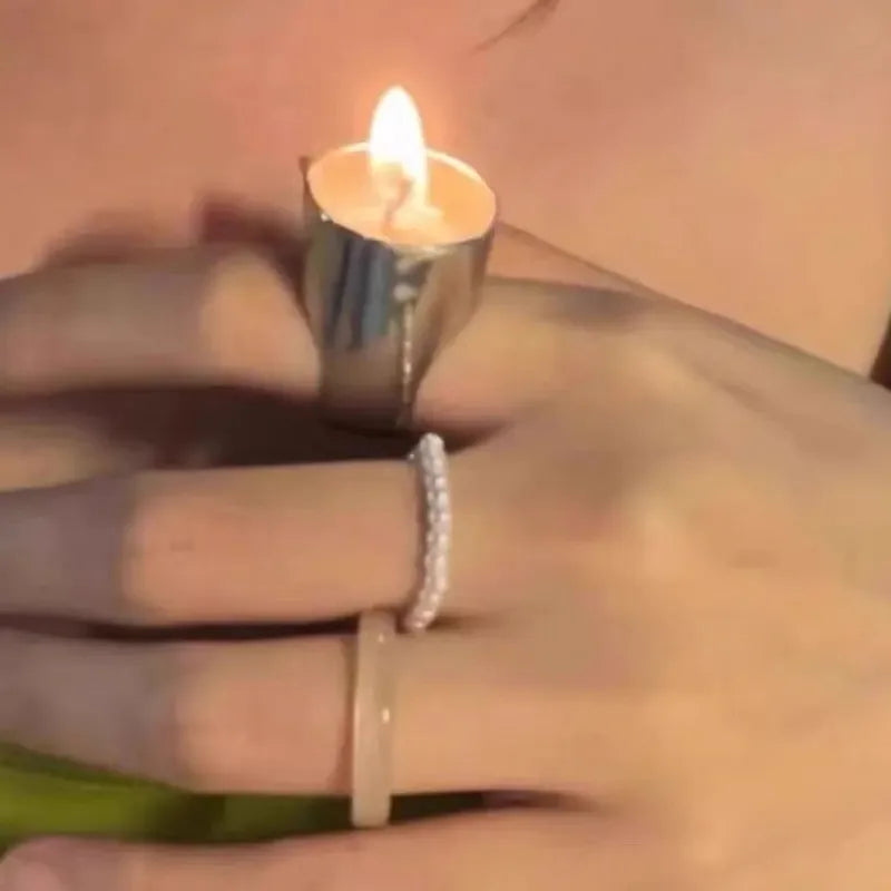 Vintage Metal Candle Holder Ring – Punk Cocktail Jewelry Gift Cocktail Ring Babs