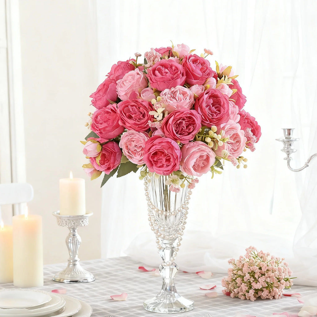 Silk Peony Rose Bouquet – Artificial Flowers for Home & Wedding Artificial Flower Bouquet Babs