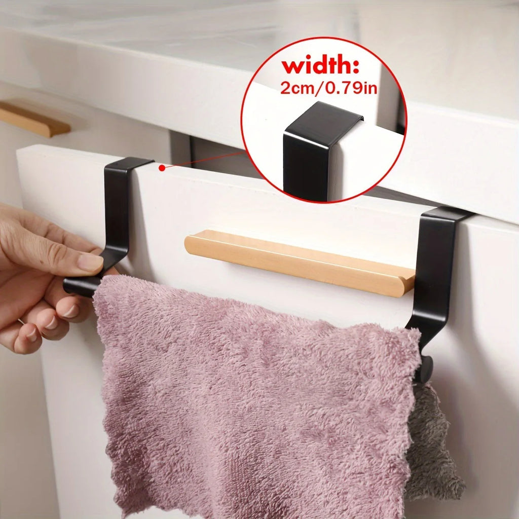No-Drill Stainless Steel Towel Bar with Hook – 30cm Door Towel Bar Babs