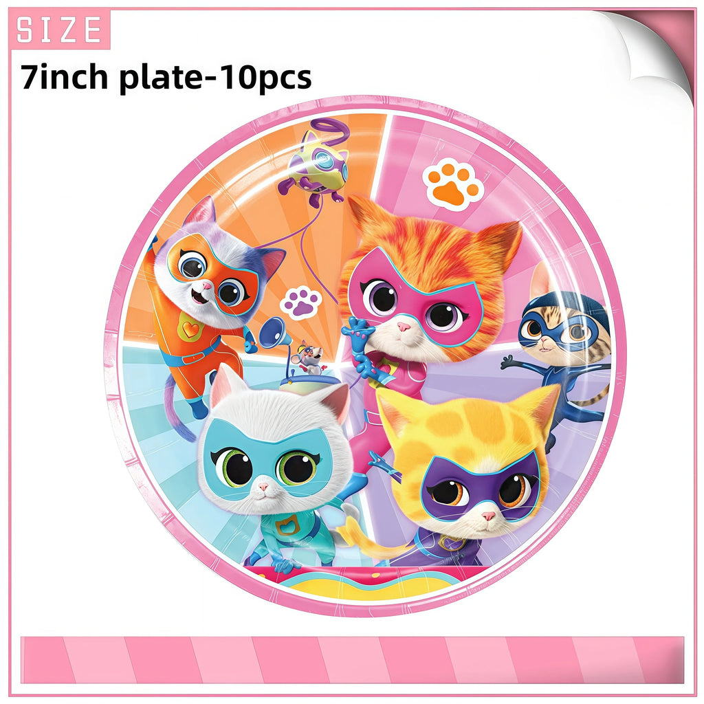 Cat Kitty Birthday Party Supplies – Plates, Cups & Balloons Set Party Supply Kit Babs 10pcs 7inch plate