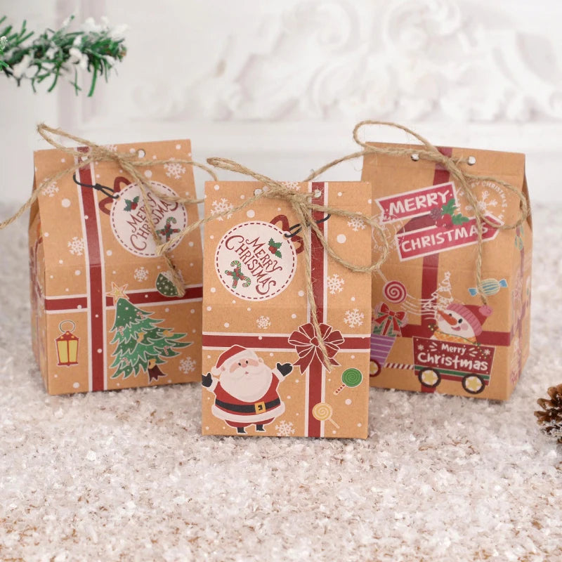 Christmas Kraft Paper Candy Gift Boxes – Santa House Design Holiday Gift Boxes Babs