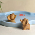 Hand-Carved Wooden Elephant Figurines – Good Luck Home Decor Wood Elephant Figurine Babs YELLOW