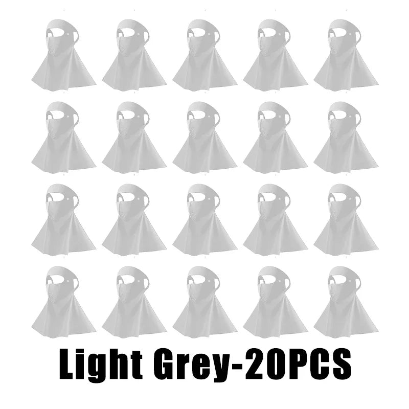 UPF50+ Ice Silk Sun Protection Mask & Neck Scarf – Anti-UV Sun Protection Mask Babs Light Grey 20PCS