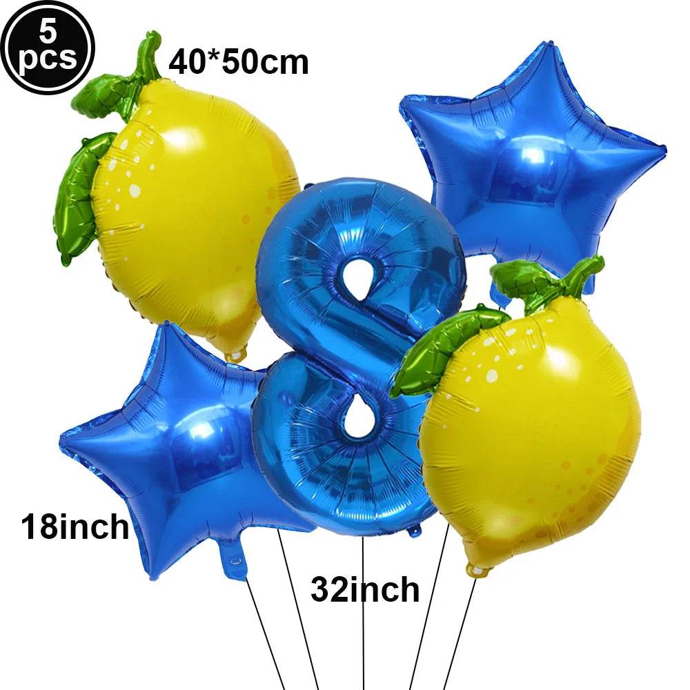 Lemon Foil Balloon Set with 32" Number Balloons – Party Decor