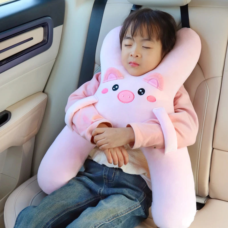 Kids Car Neck Pillow with Seat Belt – Travel Sleep Support Kids Travel Pillow Babs