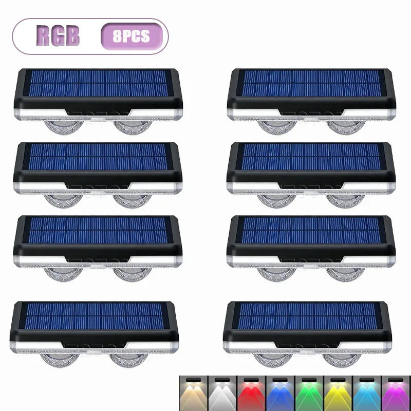 Solar LED Wall Lights 4-8PCS | 9 Modes IP65 Waterproof Outdoor Solar Outdoor Light Babs RGB-8PCS