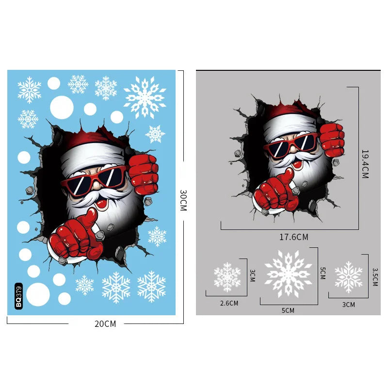 Christmas Window Stickers – Santa, Snowflakes & Elk Cling Decor Christmas Window Stickers Babs