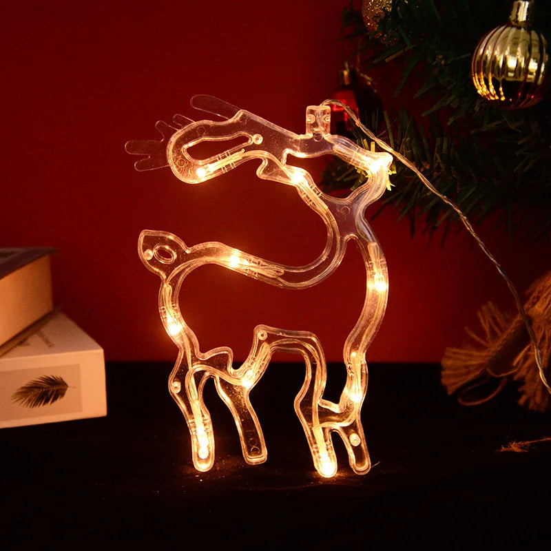 Christmas LED Snowflake Santa Deer Window Sucker Lamp Ornament Christmas LED Ornament Babs Elk