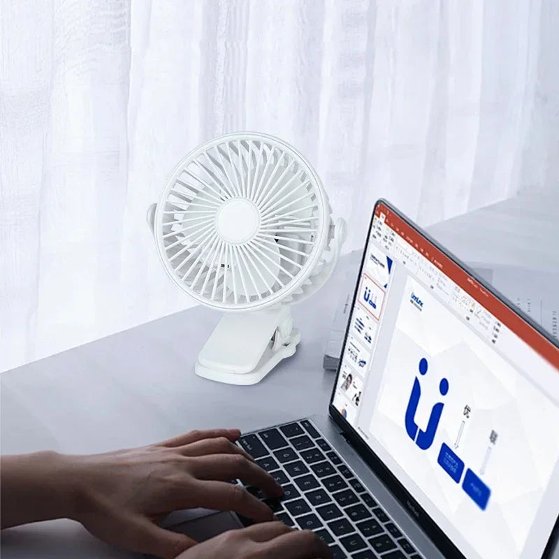 Clip-On Desktop Mini Fan – Quiet 3-Speed, Portable Summer Fan Clip-On Desk Fan Babs