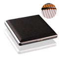 HOMEFISH 20-Stick Leather Metal Cigarette Case – Unisex Gift Leather Cigarette Case Babs black