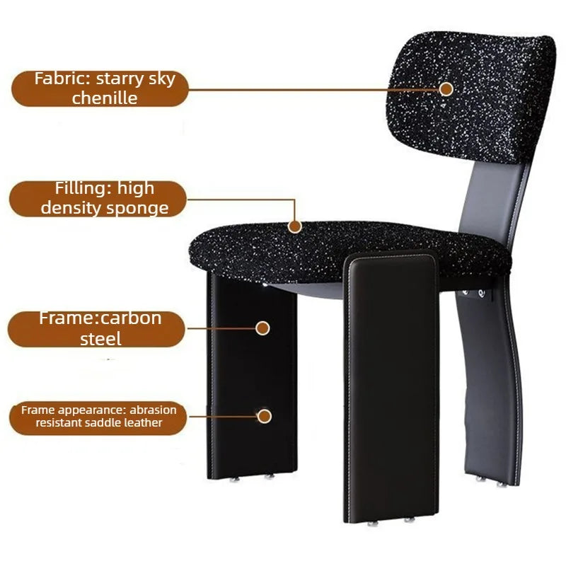 Modern Luxury Dining Chair – Leather Cushioned Metal Frame Dining Chair Babs
