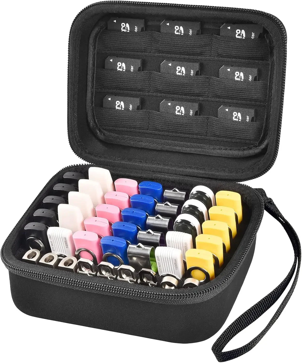 USB Flash Drive Case – 44 Slots + 9 SD Card Slots, EVA Bag USB Drive Case Babs