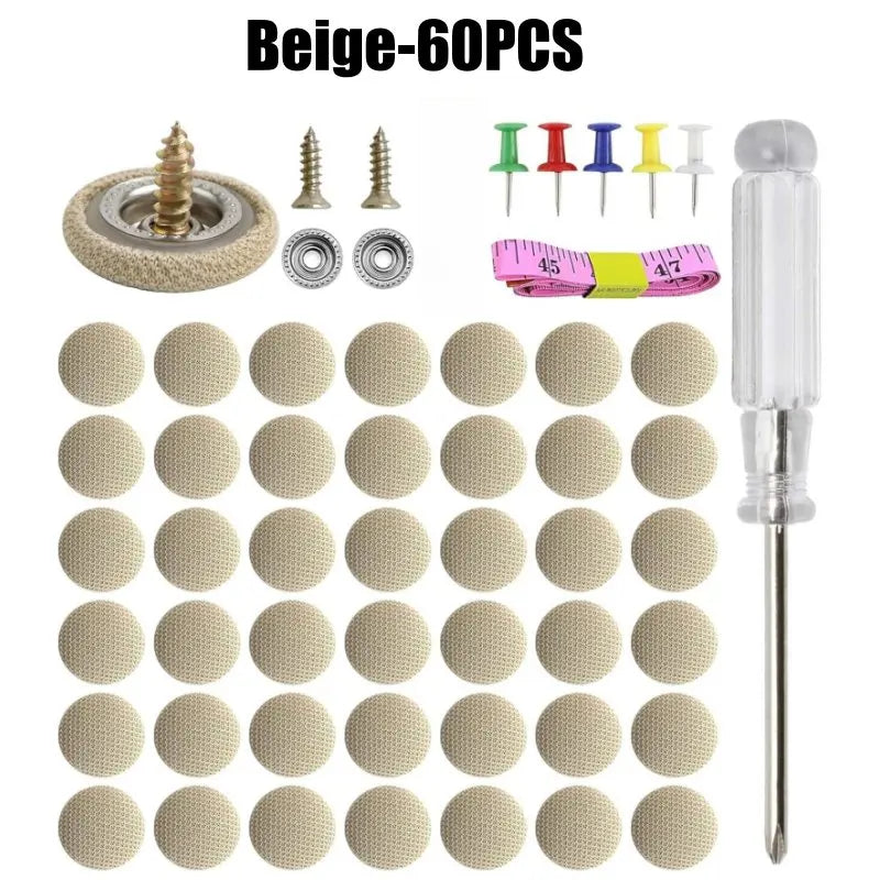 Car Headliner Repair Buckle & Fabric Rivet Screw Set 20–120 Pc Headliner Repair Kit Babs Beige-60PCS