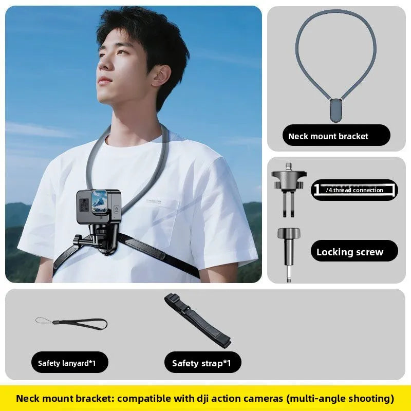Magnetic Neck Phone Holder POV Mount – Anti-Shake Sports Camera Camera Neck Mount Babs D