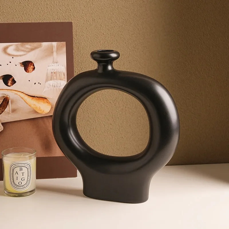 Modern Black & White Ceramic Vase Set – Home Décor Decorative Ceramic Vase Babs