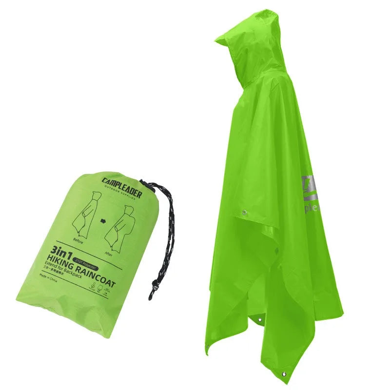 3-in-1 Adult Waterproof Hooded Raincoat & Poncho – Big Size Waterproof Raincoat Babs 4-Green