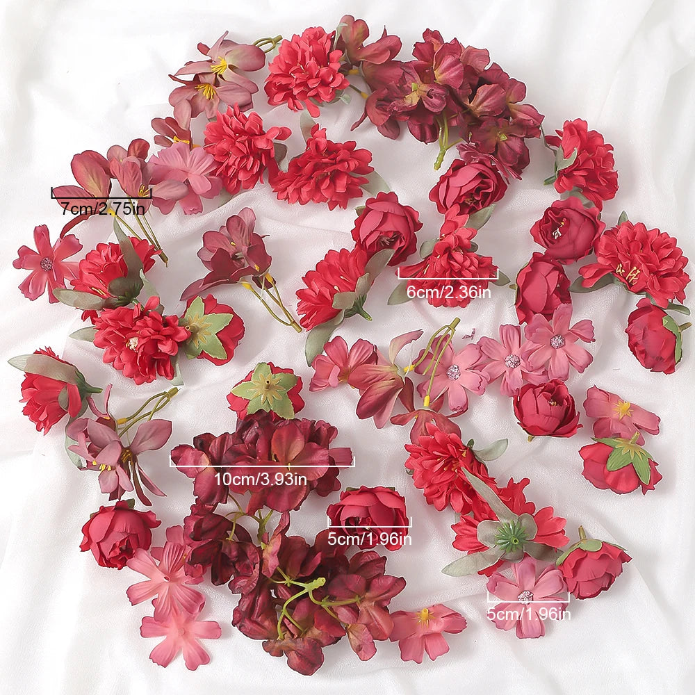 45Pcs Silk Rose & Chrysanthemum Artificial Flowers | Home & Wedding Artificial Flower Set Babs