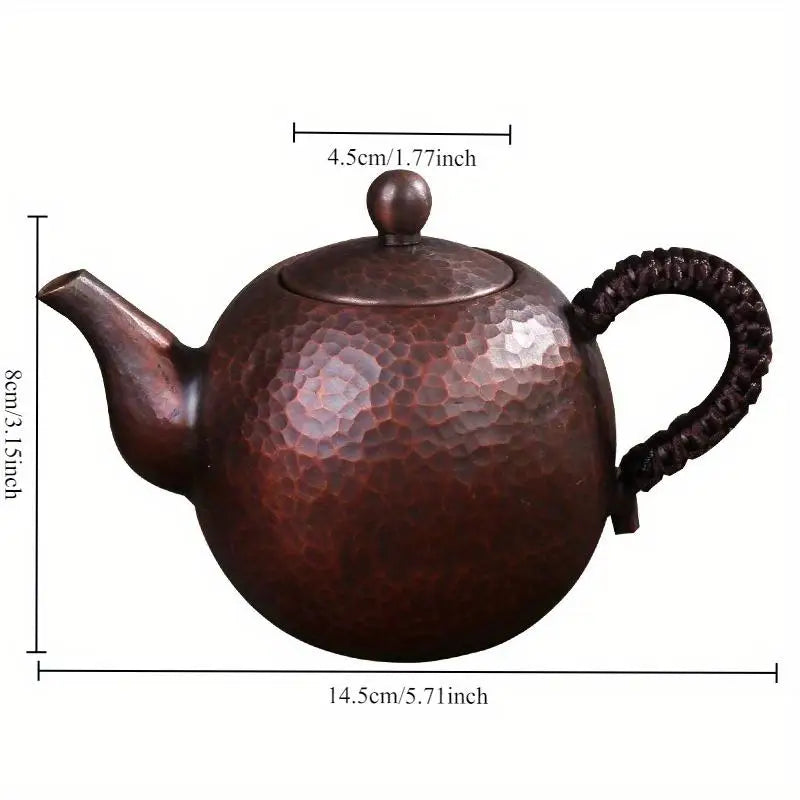 Handmade Red Copper Kung Fu Teapot – 1L Antique Design Copper Teapot Babs