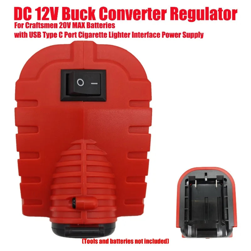 Craftsmen 20V Battery Buck Converter 12V USB-C Cigarette Lighter Battery Power Converter Babs