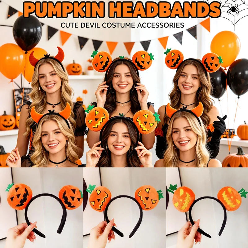 Devil Pumpkin Horn Headband – Halloween Costume Accessory Halloween Headband Babs