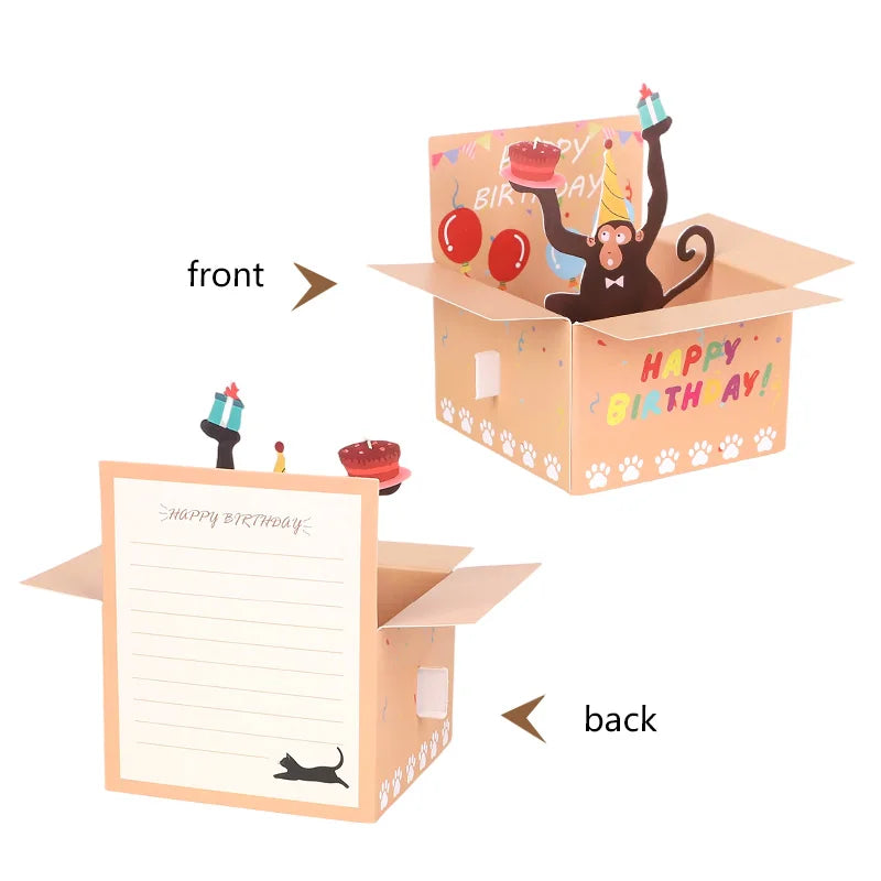 3D Pop-Up Happy Birthday Card – Handmade Paper Greeting Card Pop-Up Greeting Card Babs