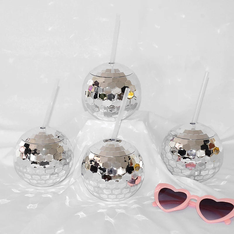 5-Pack Disco Ball Cups with Straws – Bridal & Party Supplies Party Cups Set Babs