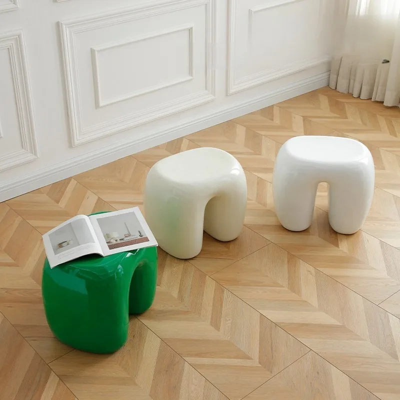 Modern Minimalist Low Accent Stool | Plastic Home Furniture Decorative Low Stool Babs