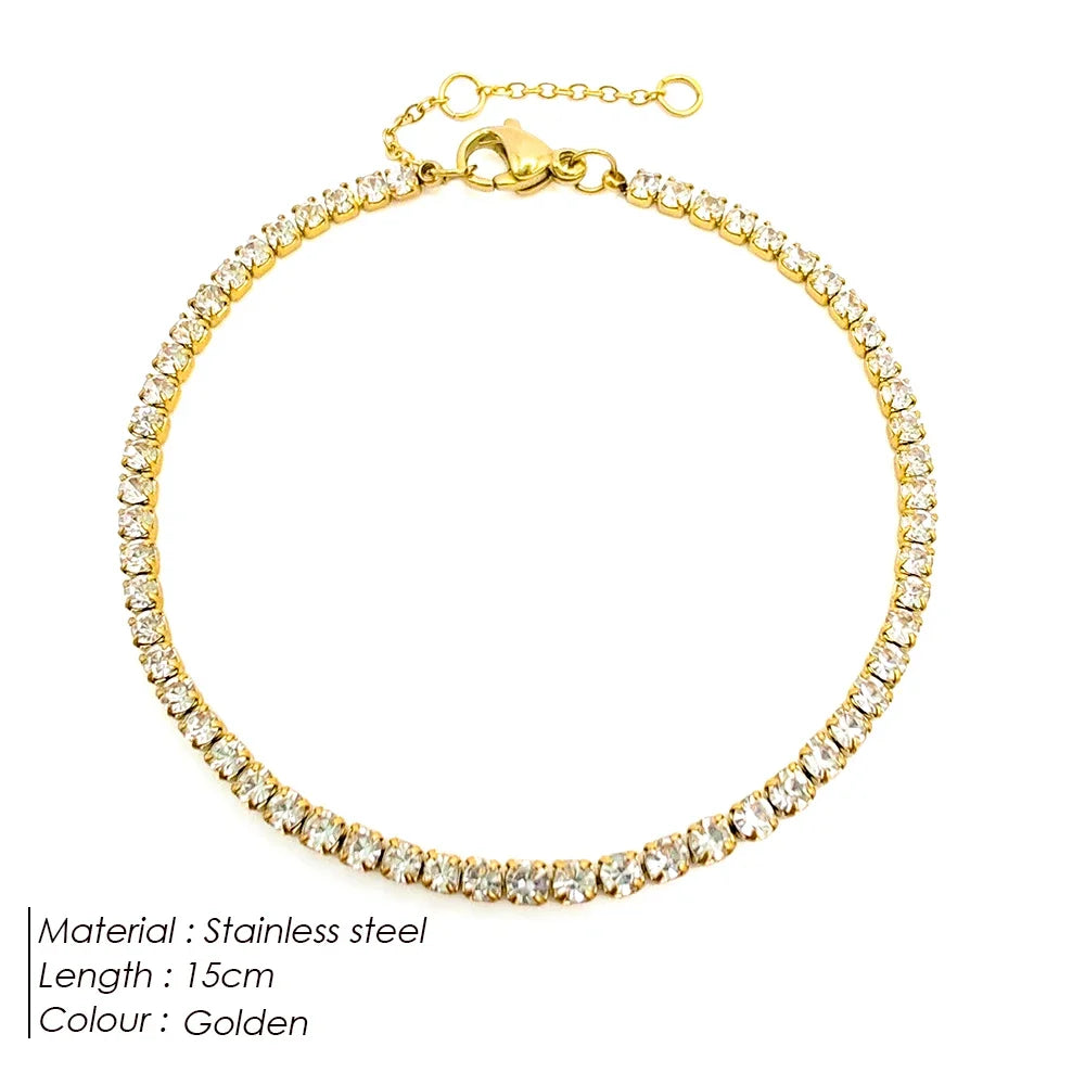 Round Zircon Tennis Bracelet | Gold Stainless Steel Women's Tennis Bracelet Babs gold
