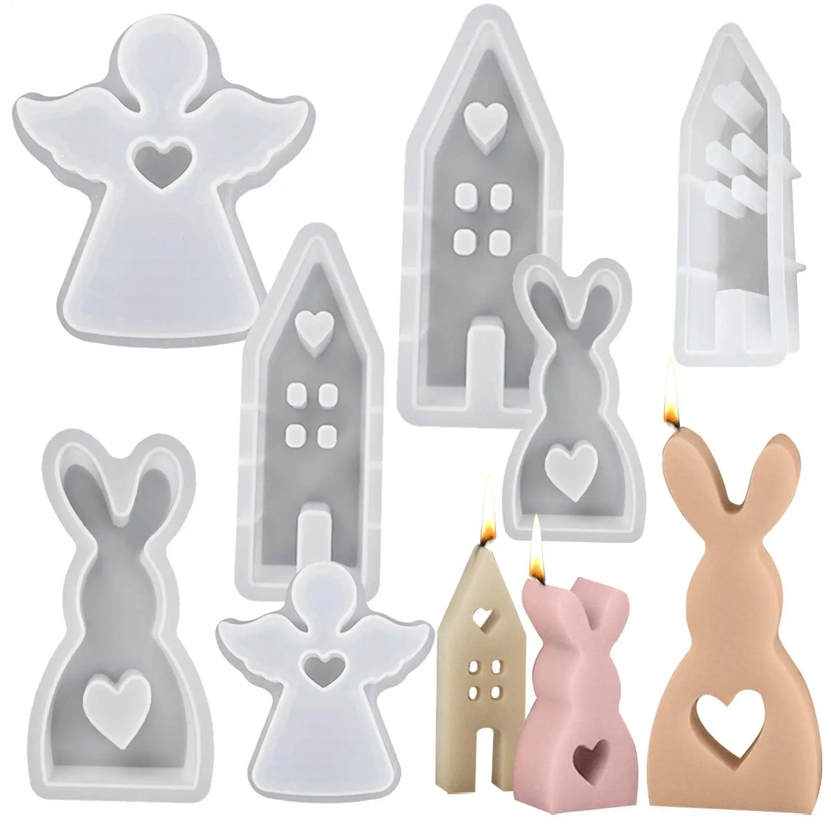 7-Piece Easter Silicone Mold Set – Resin, Candle & Gypsum DIY Silicone Craft Mold Babs
