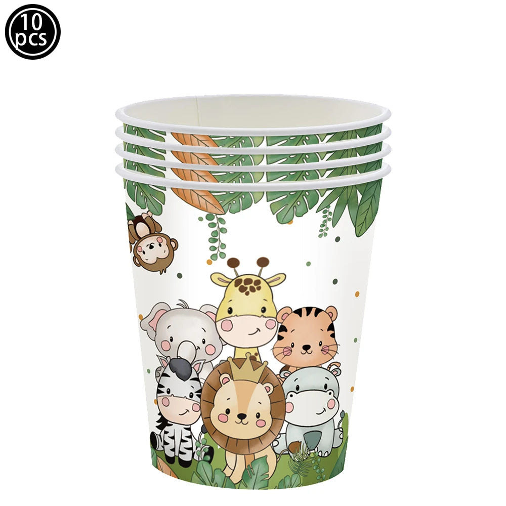 Jungle Safari Animal Party Supplies – Zoo Theme Birthday Decor Party Supplies Set Babs cups